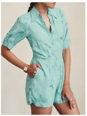 Reformation Mint Green Floral Short Romper